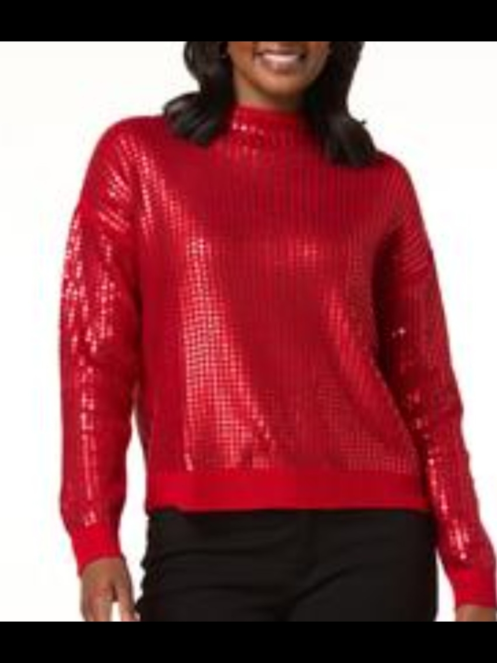 Cato Red Sequin Turtleneck Sweater